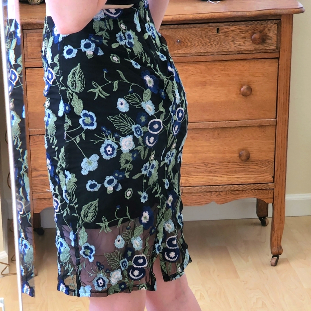BCBG Embroidered Skirt